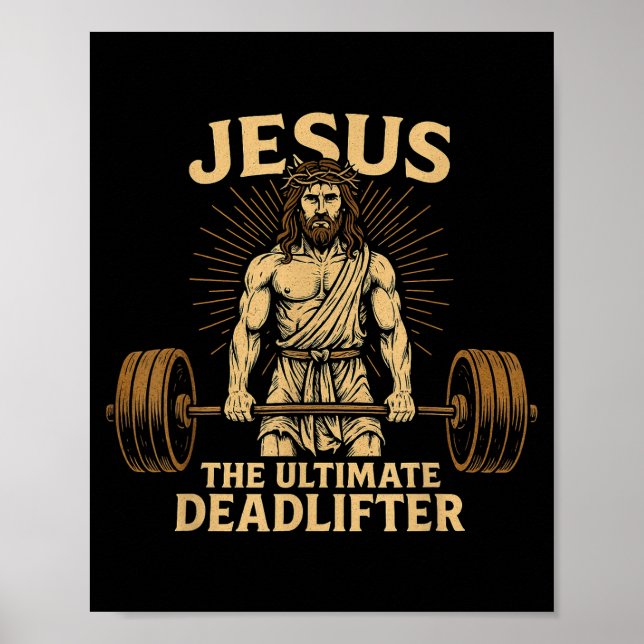 Poster Jesus The Deadlifter Christian Fitness  (Frente)