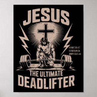 Poster Jesus The Ultimate Deadlifter Funny Christian Gym 