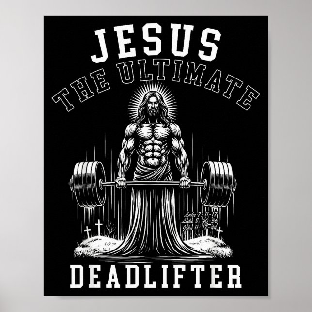 Poster Jesus The Ultimate Deadlifter - Jesus Deadlifting  (Frente)