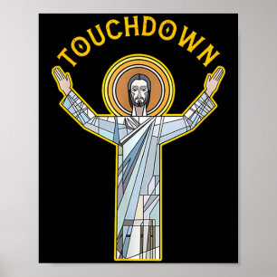 Poster Jesus Touchdown Diversão Fé Cristã Frase Meme Ch