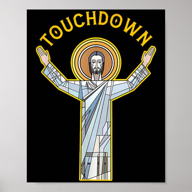 Poster Jesus Touchdown Diversão Fé Cristã Frase Meme Ch (Frente)