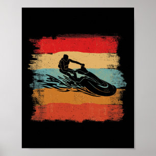 Poster Jet Ski Amante Listras Coloridas Vintage Jet Ski