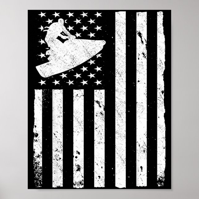 Poster Jet ski americano bandeira dos eua jetski  (Frente)