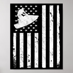 Poster Jet Ski Bandeira Americana Dos EUA Jetski