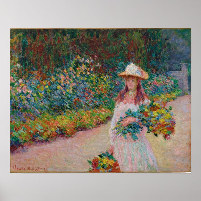 Poster Jeune fille dans le jardin de Giverny, 1888 (Frente)