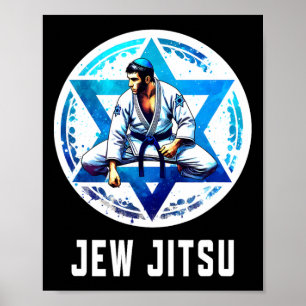 Poster Jew Jitsu Karate Funny Hanukkah brasileiro Jiu Jit