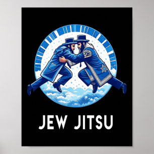 Poster Jew Jitsu Karate Funny Hanukkah Jiu Jitsu Martial
