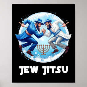 Poster Jew Jitsu Karate Funny Hanukkah Jiu Jitsu Martial