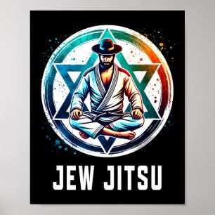 Poster Jew Jitsu Karate Funny Hanukkah Jiu Jitsu Martial