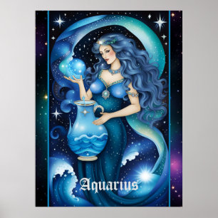 Poster Jewel Galaxy Zodiac Aquarius