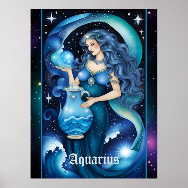 Poster Jewel Galaxy Zodiac Aquarius (Frente)