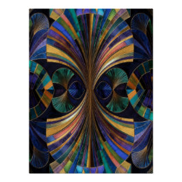 Pôster Jewel Tone Peacock Blue Purple Gold Art Deco