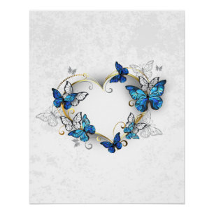 Pôster Jewelry Heart with Butterflies Morpho