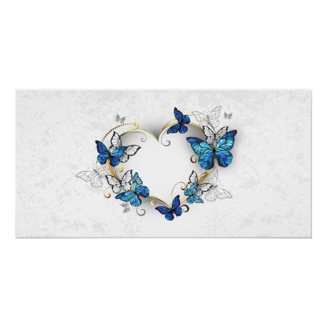 Pôster Jewelry Heart with Butterflies Morpho (Frente)