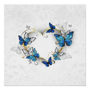 Pôster Jewelry Heart with Butterflies Morpho