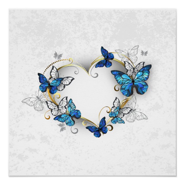 Pôster Jewelry Heart with Butterflies Morpho (Frente)