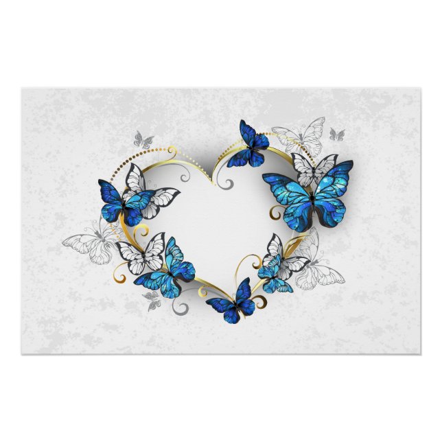 Pôster Jewelry Heart with Butterflies Morpho (Frente)