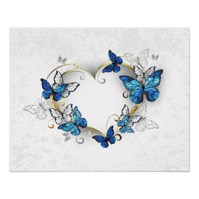 Pôster Jewelry Heart with Butterflies Morpho (Frente)