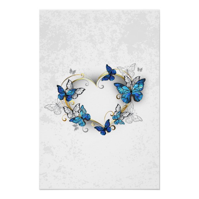 Pôster Jewelry Heart with Butterflies Morpho (Frente)
