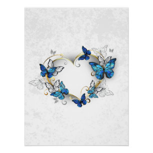 Pôster Jewelry Heart with Butterflies Morpho