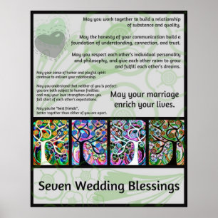 Pôster Jewish Seven Wedding Blessings Tree Of Life Hamsa