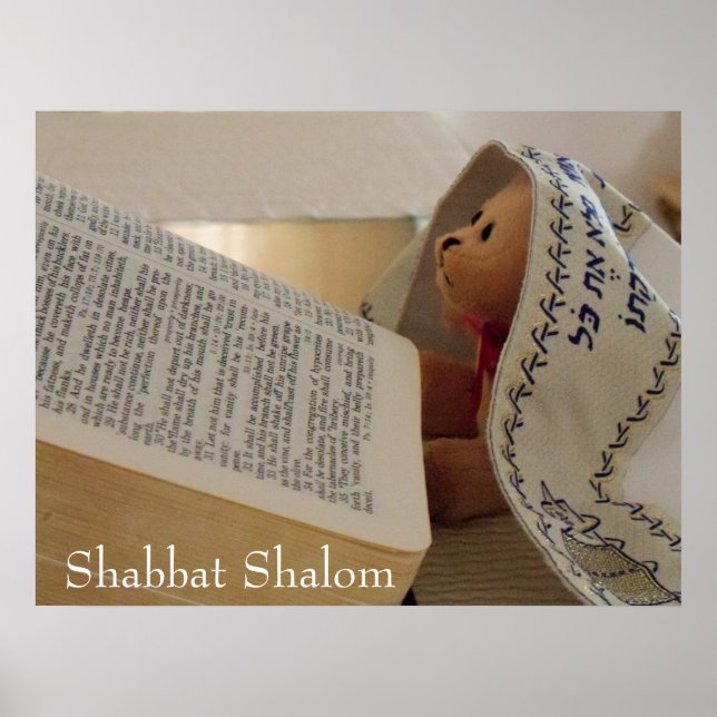 Pôster Jewish Teddy Bear vestindo o talento Shabbat Shalo (Frente)