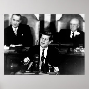 Poster JFK anuncia Missão de Aterrissagem em Lua