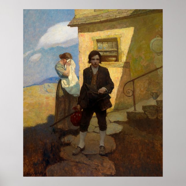 Poster Jim Hawkins sai de casa por Newell Convers Wyeth (Frente)
