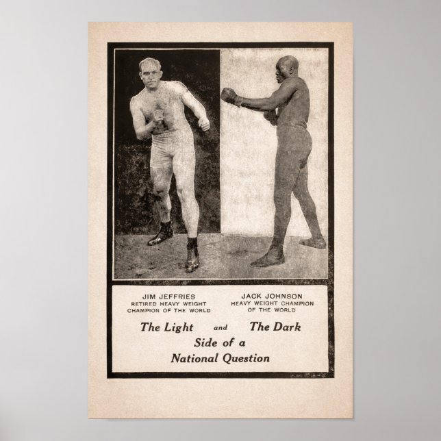 Poster Jim Jeffries vs Jack Johnson Promoção 1910 (Frente)