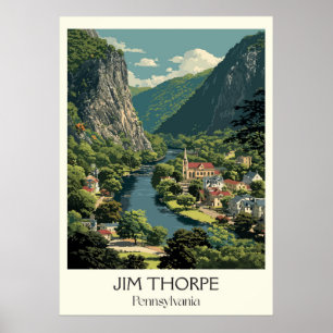 Poster Jim Thorpe Pensilvânia Vintage Mountain Town Art
