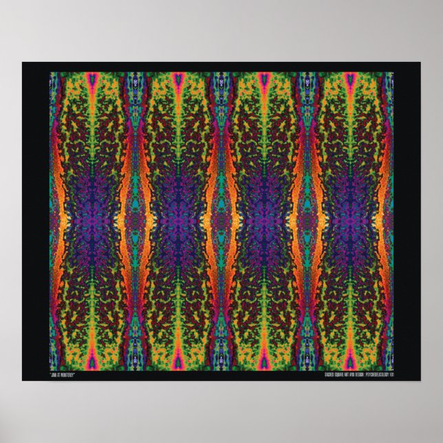 Pôster "Jimi at Monterey" Abstrato Psychedelic Art (Frente)