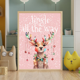 Poster Jingle All Way Reindeer e Luzes de Natal