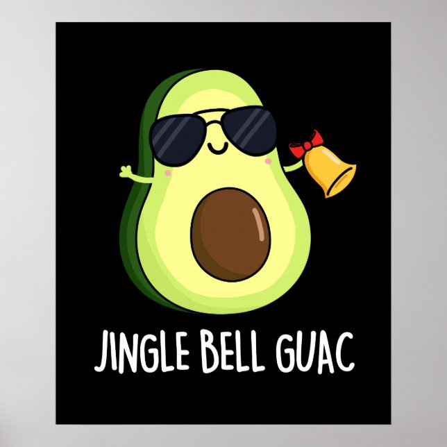Poster Jingle Bell Guac Engraçado Natal Pun Dark BG (Frente)