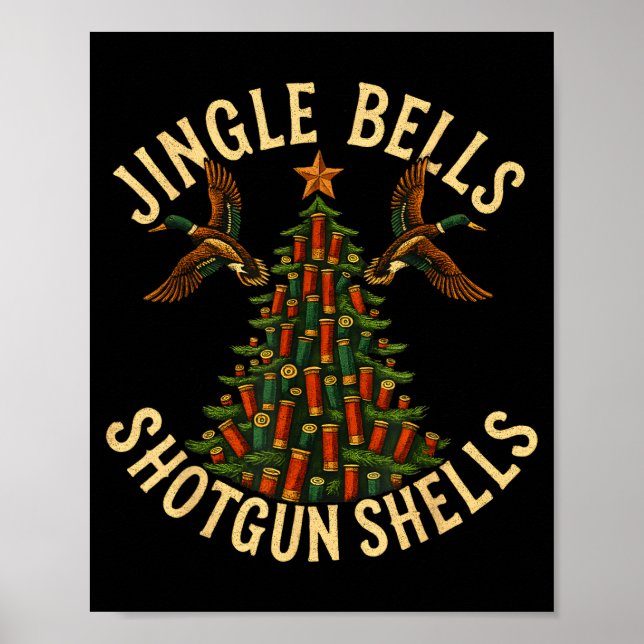 Poster Jingle Bells Shotgun Shells Funny Hunting Christma (Frente)