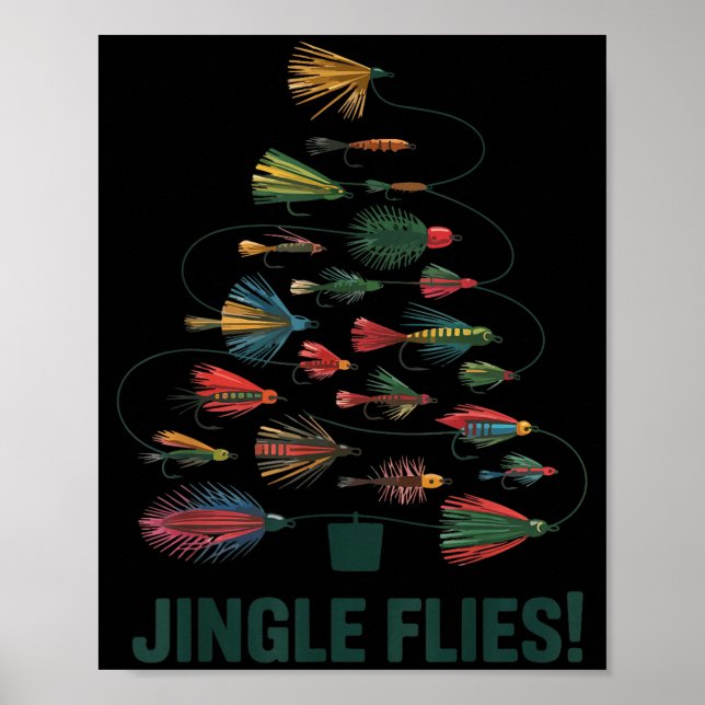 Poster Jingle Flies Funny Fly Fishing Lure Christmas Paja (Frente)