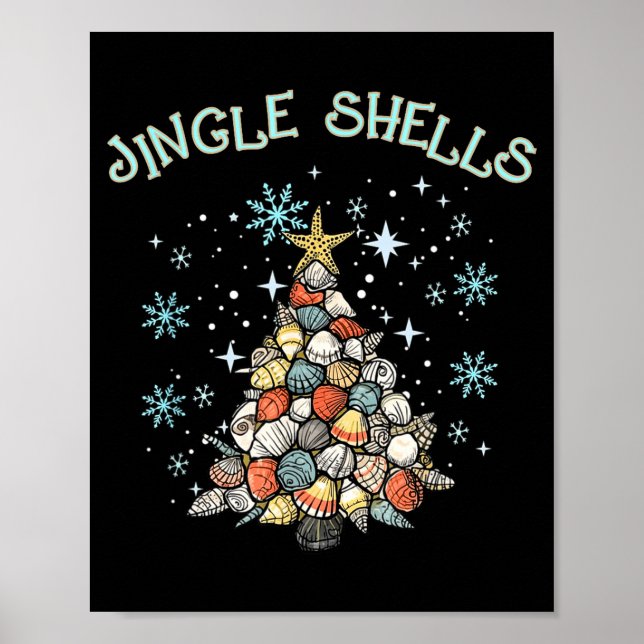 Poster Jingle Shells Christmas Tree Snowflakes Celebratio (Frente)