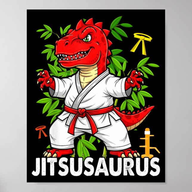 Poster Jitsusaurus Engraçado Jiu Jitsu Trex MMA Brasileir (Frente)