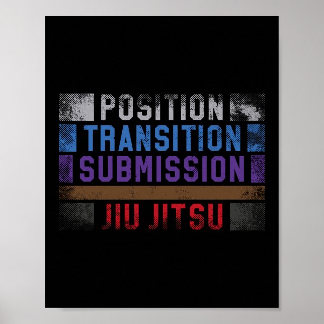 Poster Jiu Jitsu Bjj Submissão de Transição de Posição Ji (Frente)