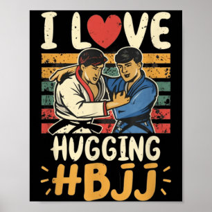 Poster Jiu Jitsu Brasileiro BJJ Amor Abraço Engraçado MMA