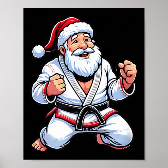 Poster Jiu Jitsu Brasileiro Papai Noel Natal (Frente)