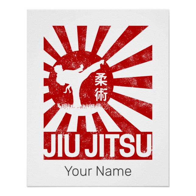 Pôster Jiu Jitsu Fighter Japonês Vintage Artes Marciais (Frente)