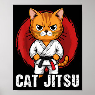 Poster Jiu Jitsu Kawaii gato BJJ ou Grappling engraçado d