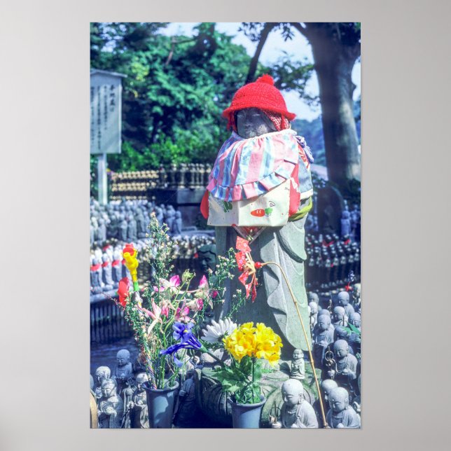 Poster Jizo monk statue with bib and hat (Frente)