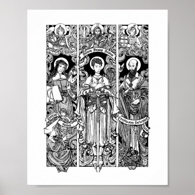 Poster Joan com Sts. Louise e Francis de Sales (Frente)