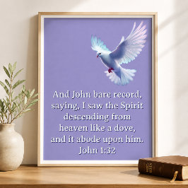 Poster João 1:32 Pombo Descendo Roxo Cristão