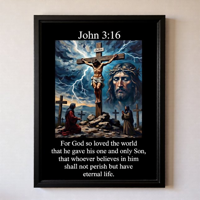 Poster João 3:16 Tempestade Relâmpago Luto Mulheres (Criador carregado)