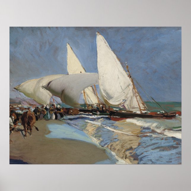 Pôster Joaquin Sorolla - A praia em Valencia (Frente)