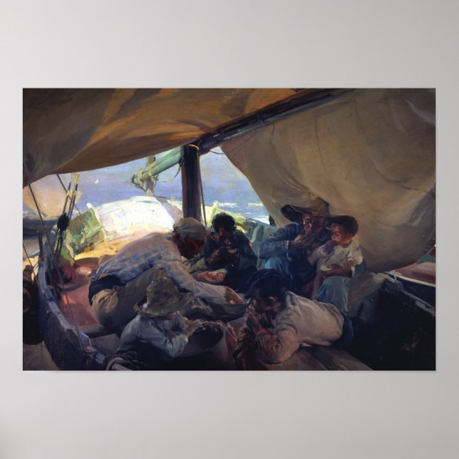 Pôster Joaquin Sorolla - Almoço no Barco (Frente)