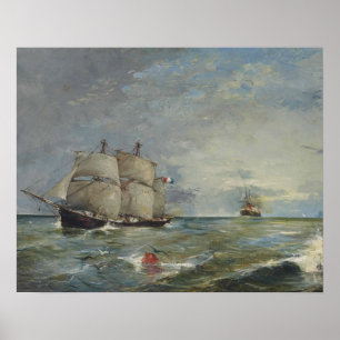 Pôster Joaquin Sorolla - Barcos à vela no mar
