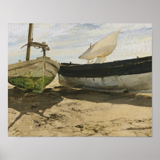 Pôster Joaquin Sorolla - Barcos de pesca na praia (Frente)